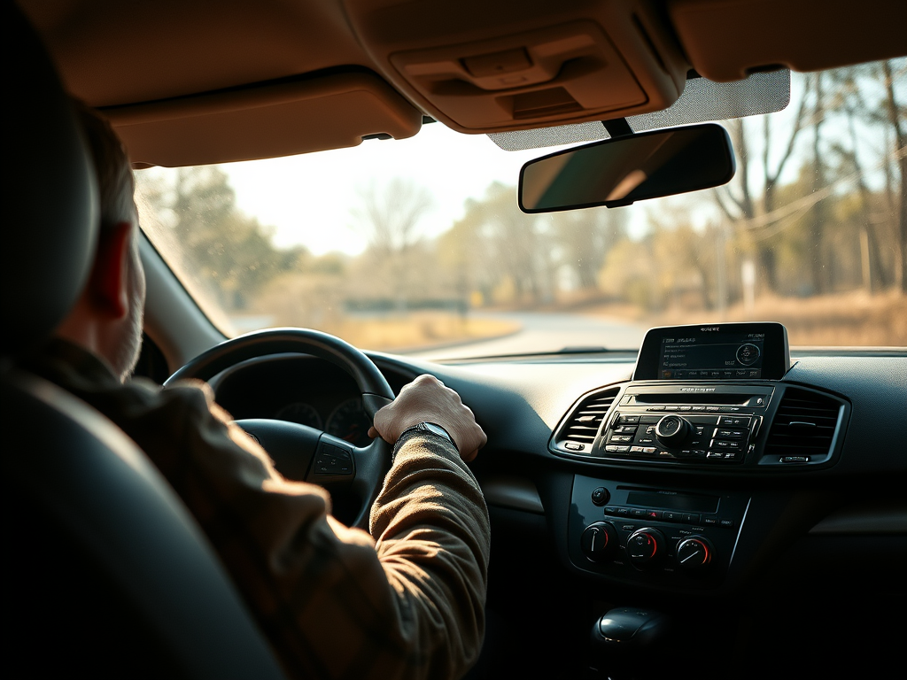 Photo of man driving a car.